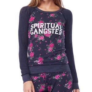 Spiritual Gangster Floral Varsity Raglan Pullover
